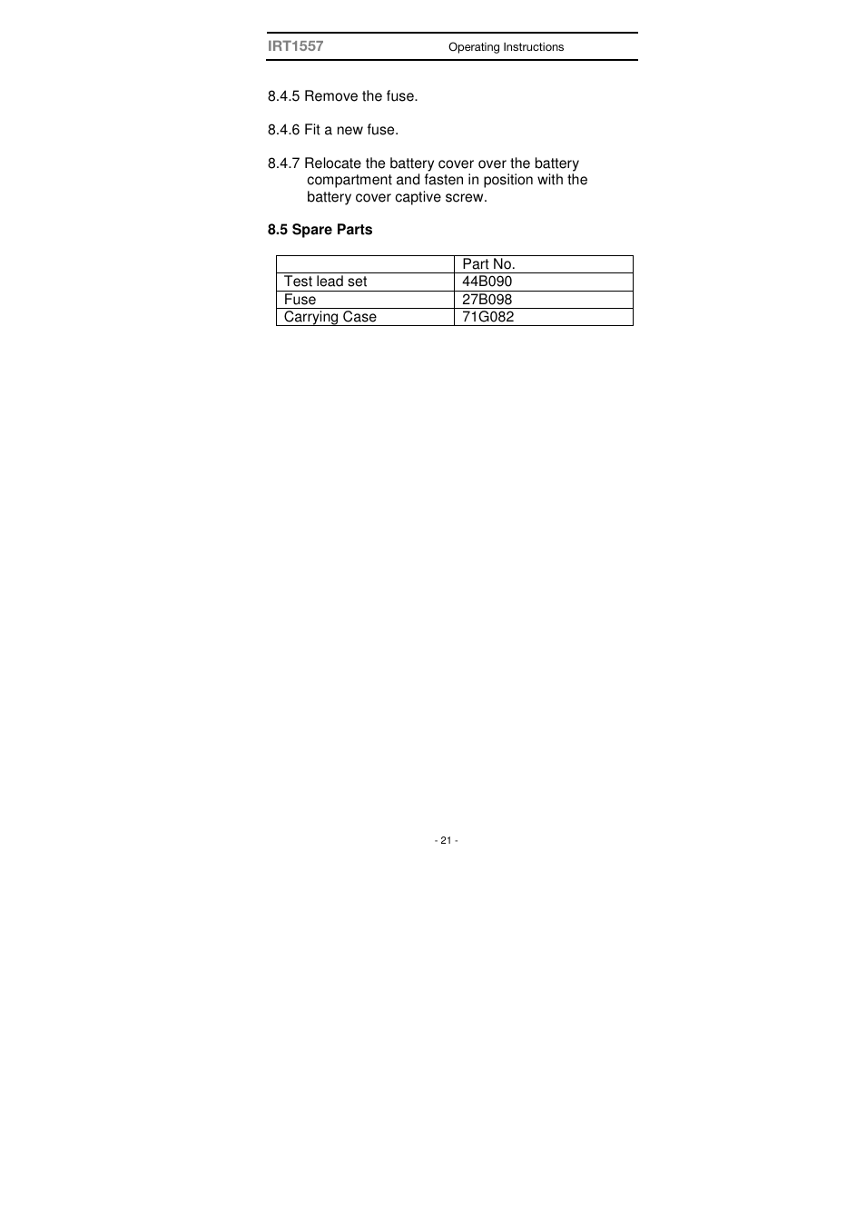 Seaward IRT 1557 User Manual | Page 21 / 21