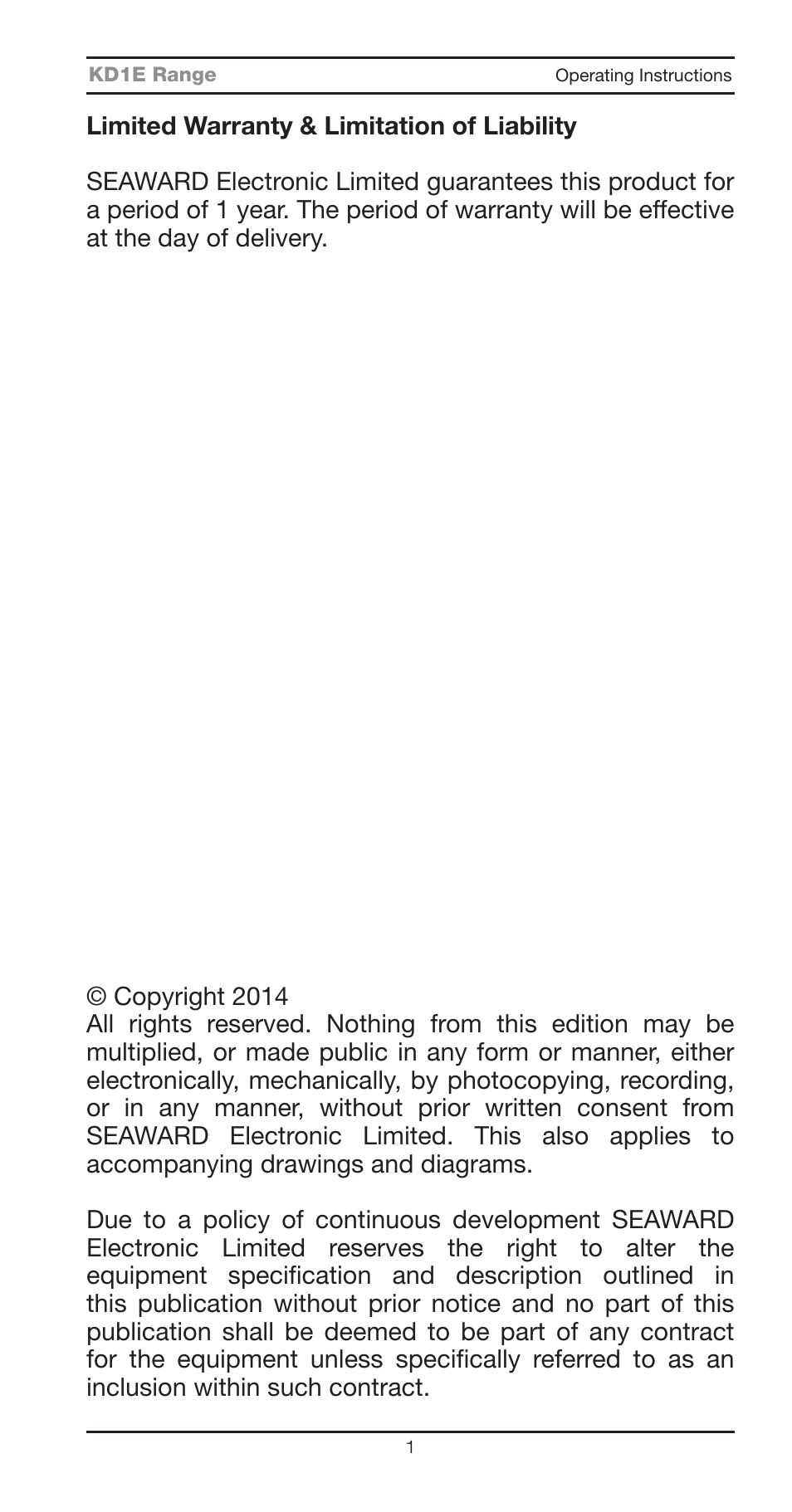 Seaward KD1E User Manual | Page 3 / 22