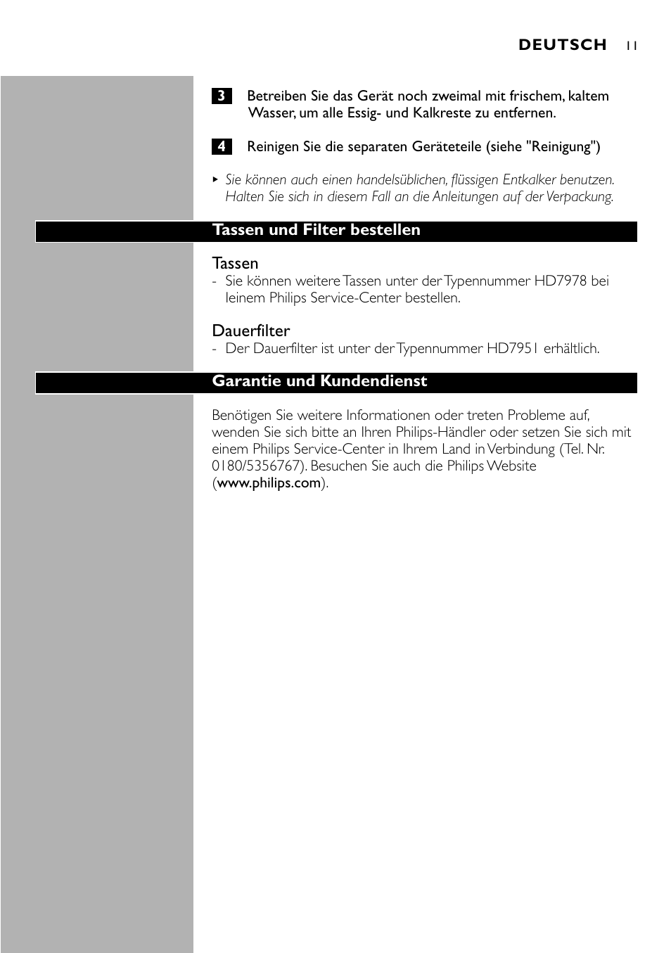 Tassen, Dauerfilter | Cucina Pro HD7140 User Manual | Page 11 / 52