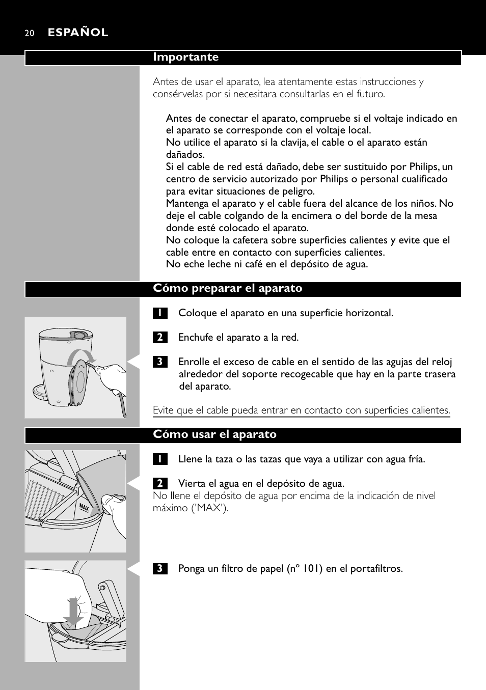 Español 20 | Cucina Pro HD7140 User Manual | Page 20 / 52