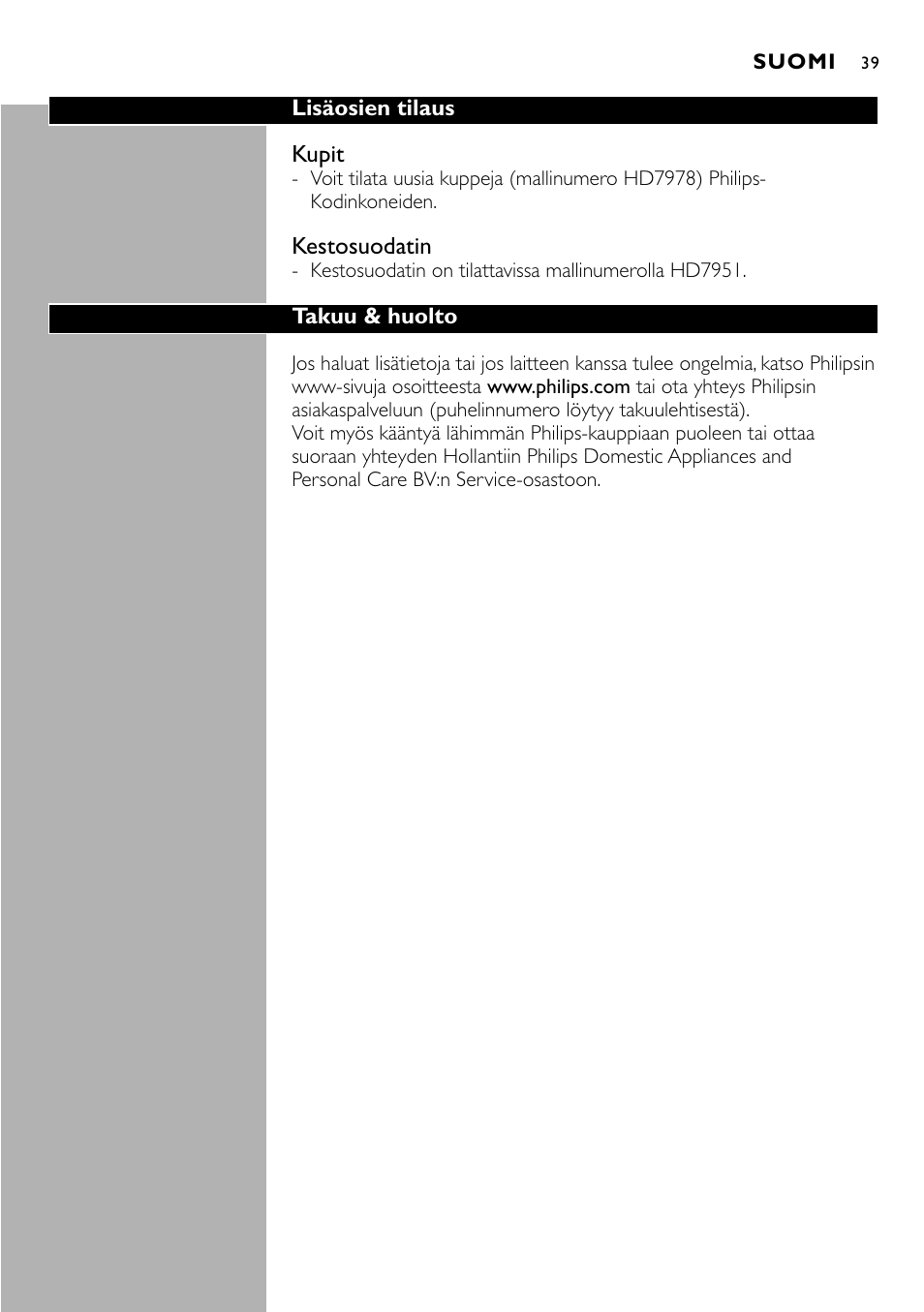 Cucina Pro HD7140 User Manual | Page 39 / 52