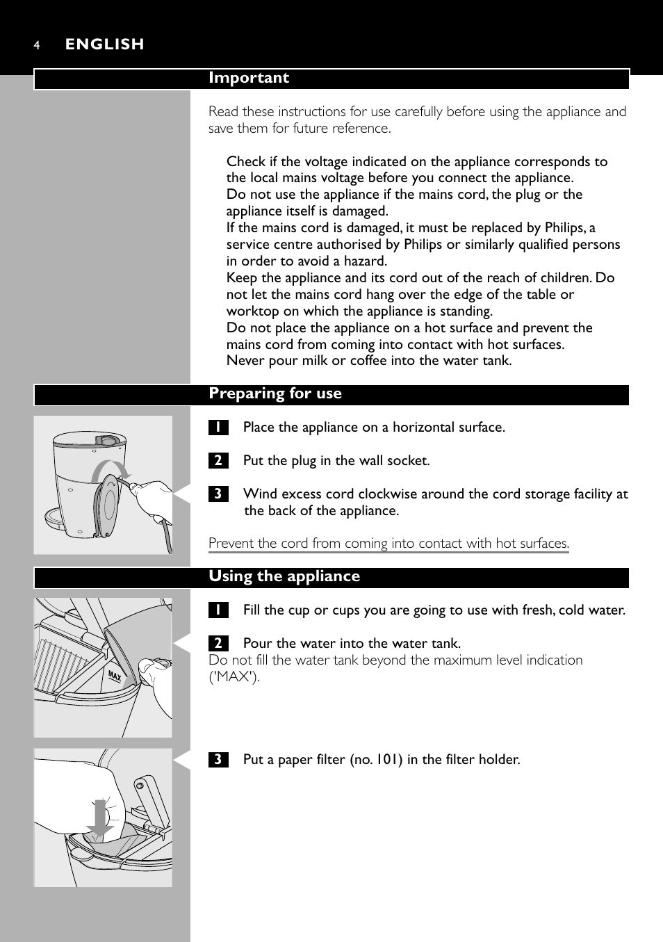 English 4 | Cucina Pro HD7140 User Manual | Page 4 / 52