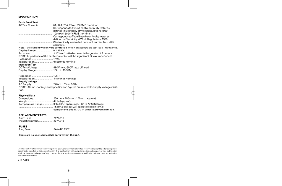Seaward PAC 1000 User Manual | Page 10 / 10