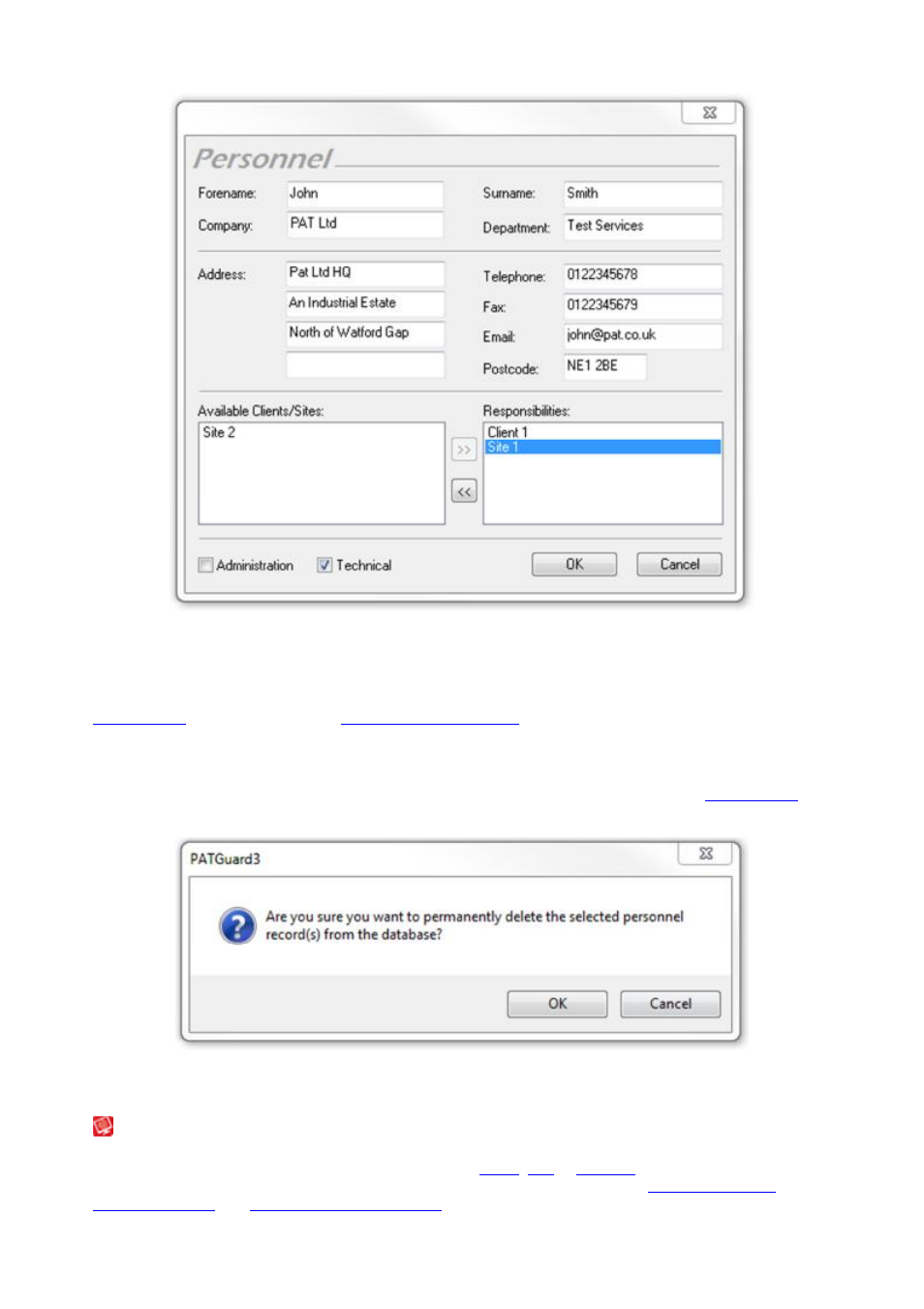 Adding external personnel, Changing internal personnel details, Deleting internal personnel | Seaward PATGuard 3 User Manual | Page 101 / 153