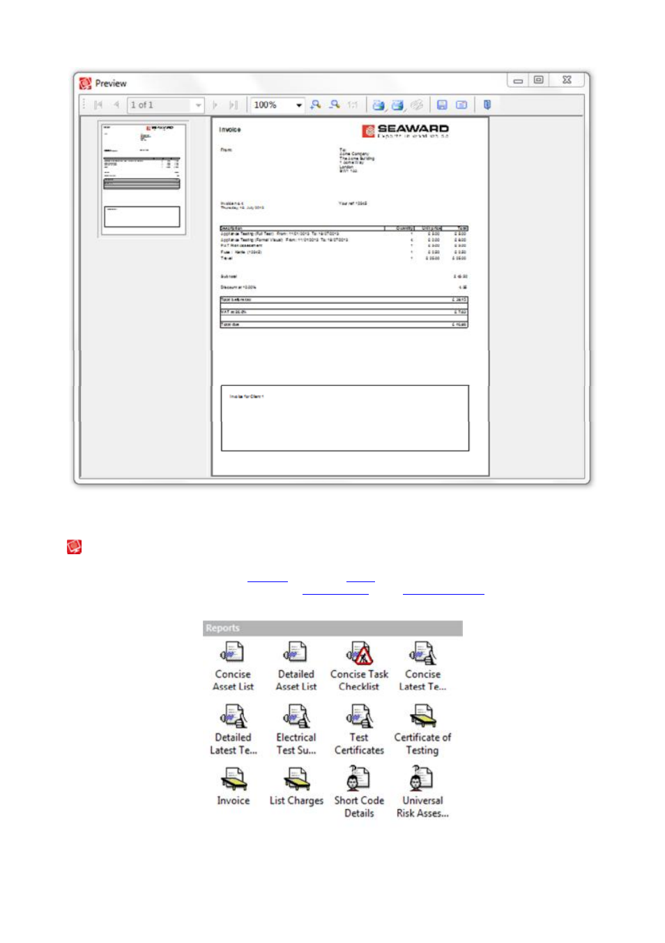 Invoicing, Invoice window | Seaward PATGuard 3 User Manual | Page 115 / 153