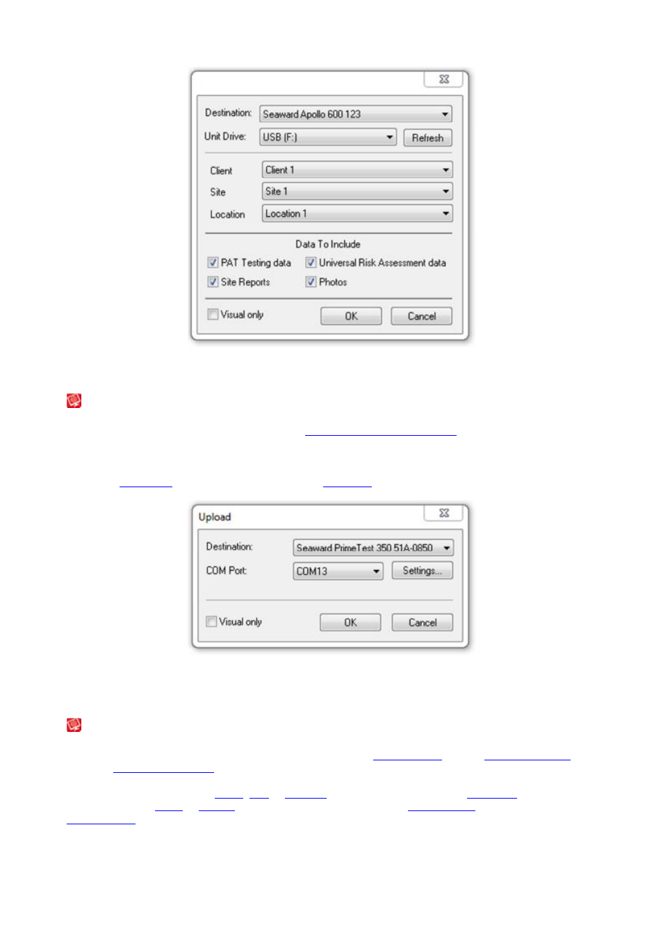 Uploading configuration data, Export to file | Seaward PATGuard 3 User Manual | Page 133 / 153