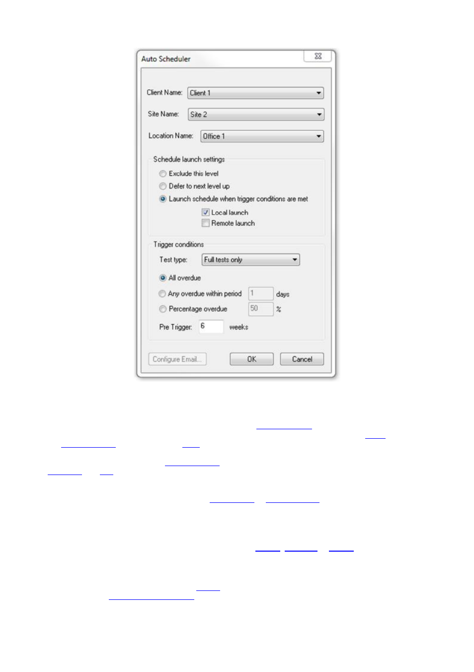 Schedule launch settings, Local launch, Remote launch | Seaward PATGuard 3 User Manual | Page 137 / 153