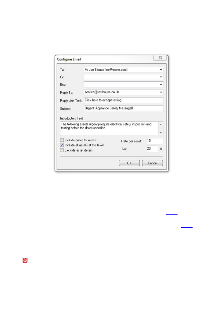 Configure email window, Trigger conditions, Viewing a schedule | Seaward PATGuard 3 User Manual | Page 138 / 153
