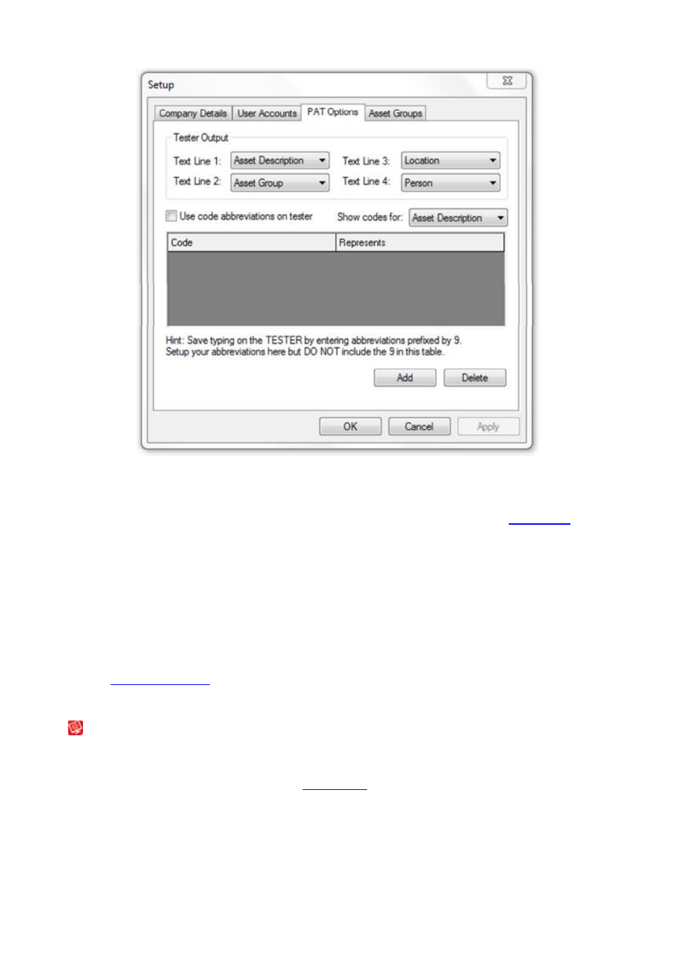 Tester output, Code abbreviations | Seaward PATGuard 3 User Manual | Page 40 / 153