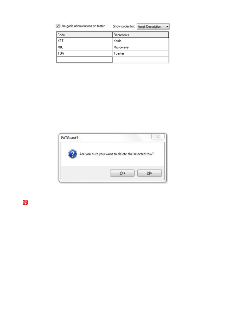 Asset groups, Editing a code abbreviation, Deleting a code abbreviation | Seaward PATGuard 3 User Manual | Page 42 / 153