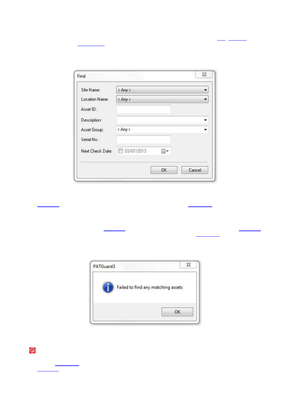 Asset view filter, Find next | Seaward PATGuard 3 User Manual | Page 50 / 153