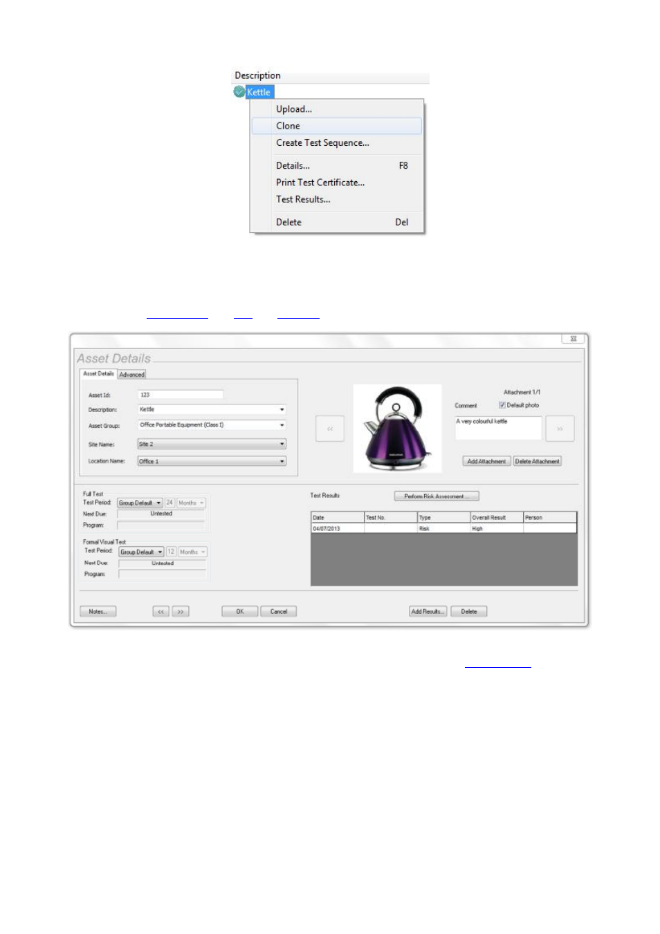 Asset details, Advanced asset details | Seaward PATGuard 3 User Manual | Page 78 / 153