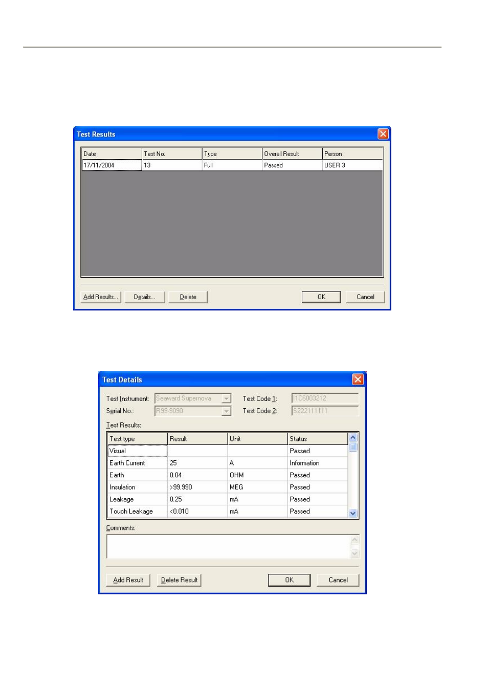 Test results | Seaward PATGuard Elite SQL User Manual | Page 44 / 77