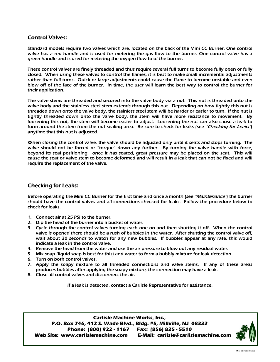 Carlisle SynTec Mini CC User Manual | Page 2 / 5