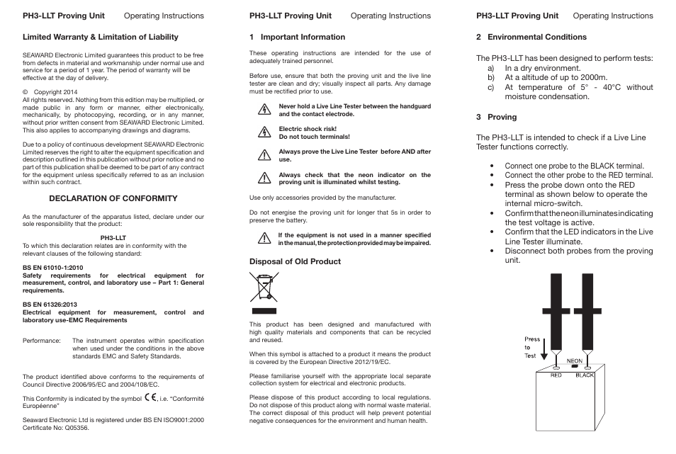 Seaward PH3 LLT User Manual | Page 2 / 6