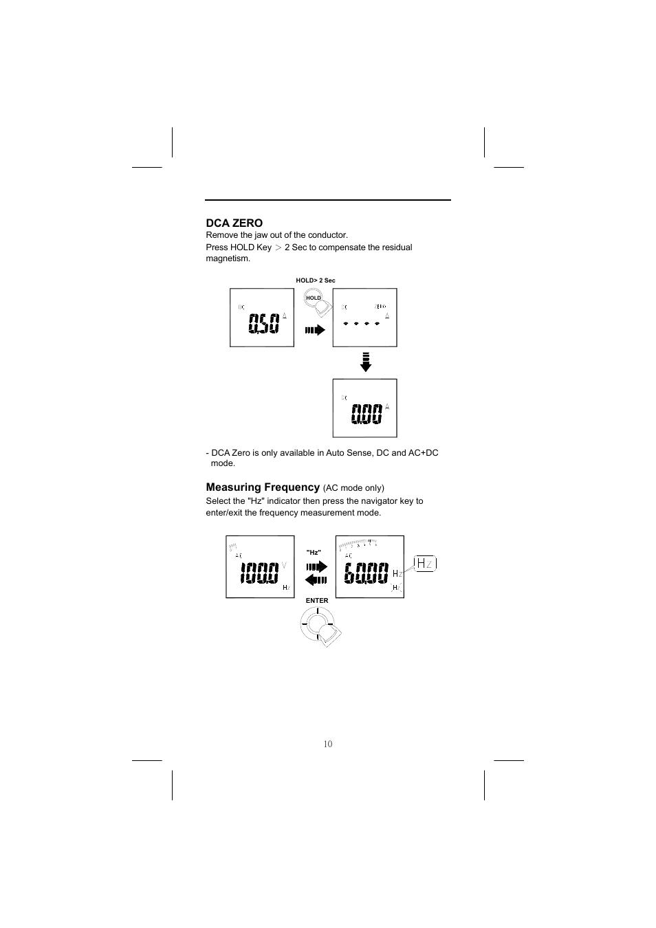 Dca zero, Measuring frequency | Seaward Power Clamp User Manual | Page 11 / 31