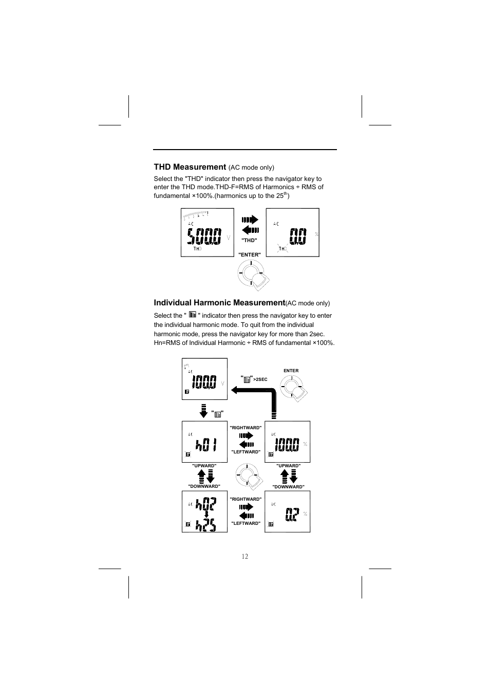 Thd measurement, Individual harmonic measurement | Seaward Power Clamp User Manual | Page 13 / 31