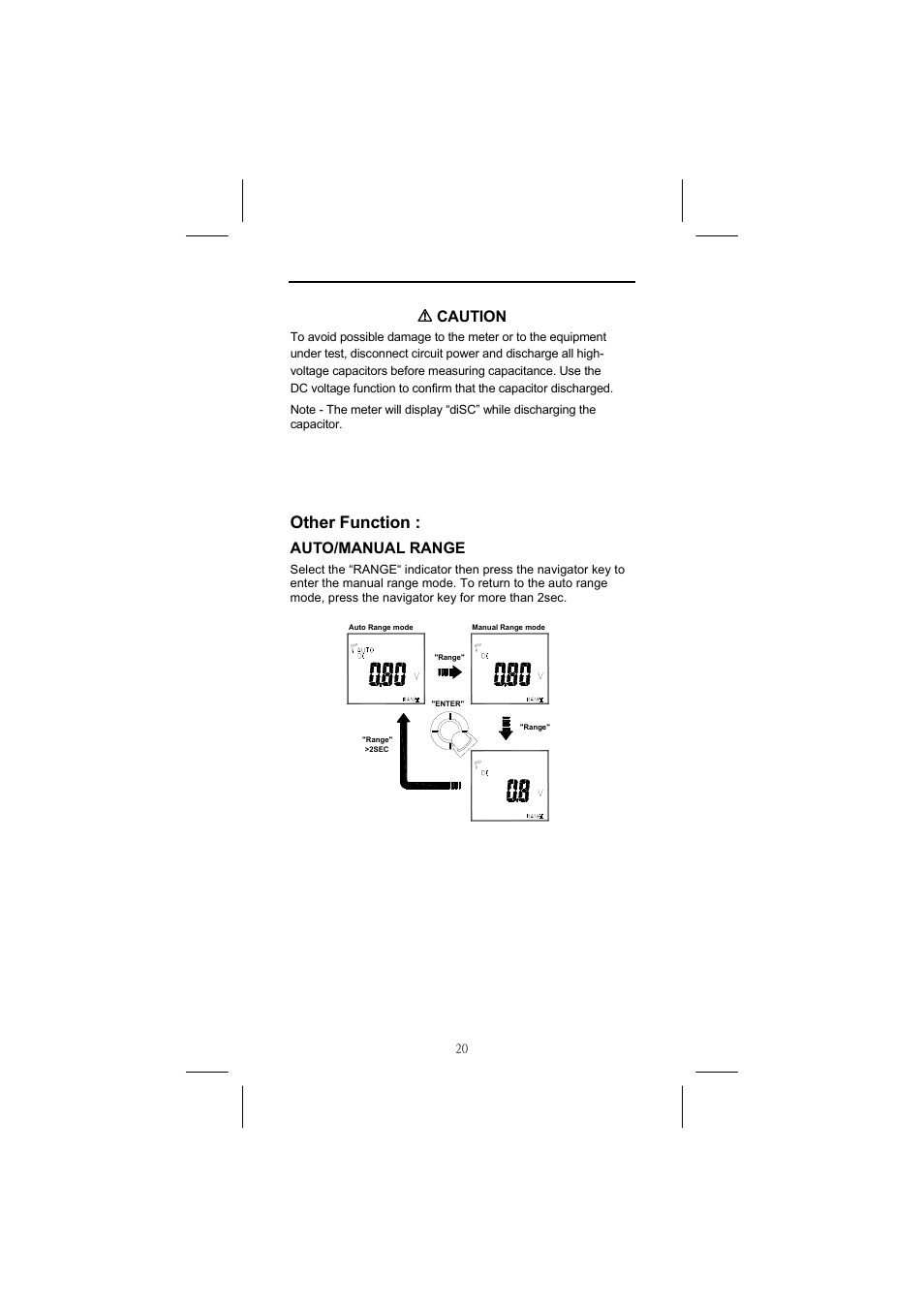 Other function, Caution, Auto/manual range | Seaward Power Clamp User Manual | Page 21 / 31