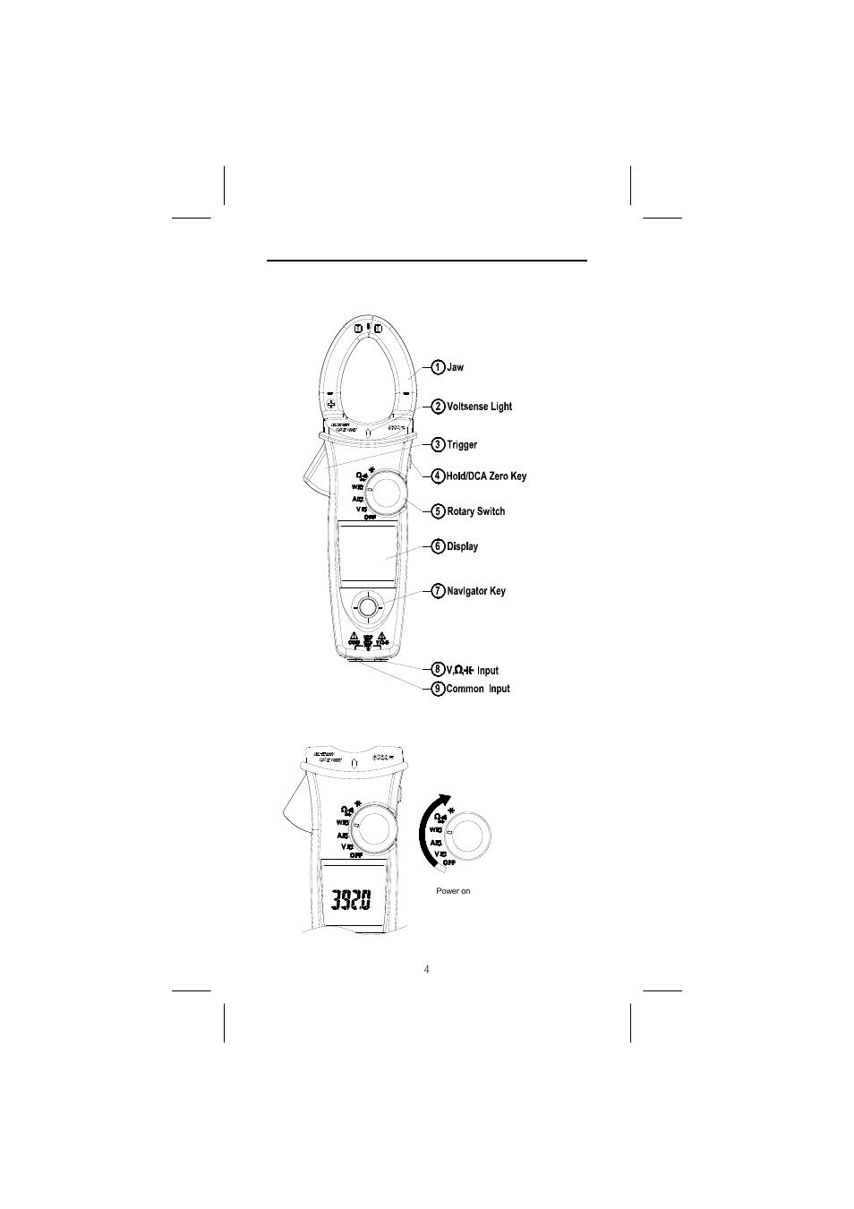 Power on/ off | Seaward Power Clamp User Manual | Page 5 / 31