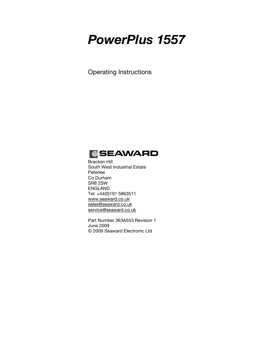 Seaward PowerPlus 1557 User Manual | 62 pages