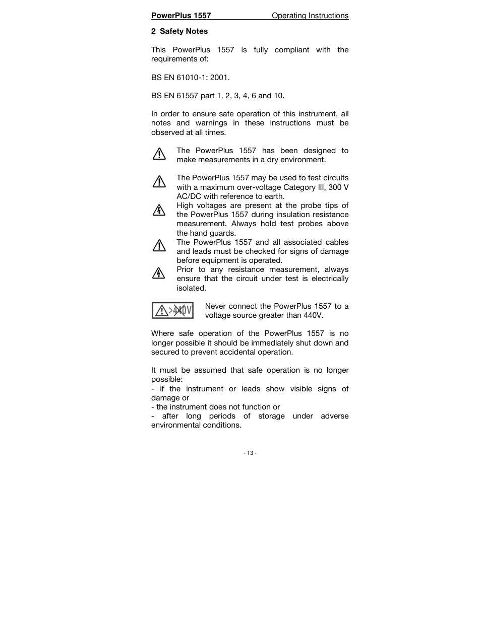 Seaward PowerPlus 1557 User Manual | Page 13 / 62