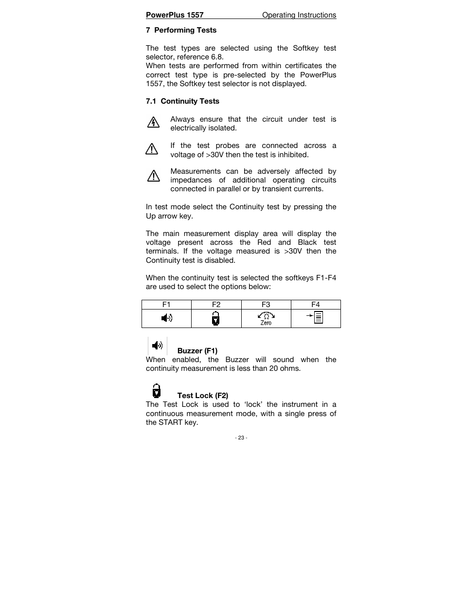 Seaward PowerPlus 1557 User Manual | Page 23 / 62