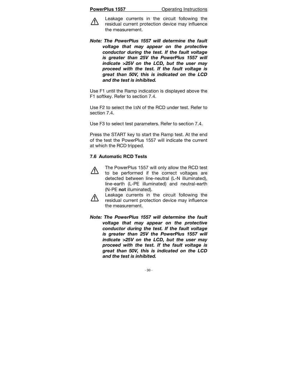 Seaward PowerPlus 1557 User Manual | Page 30 / 62