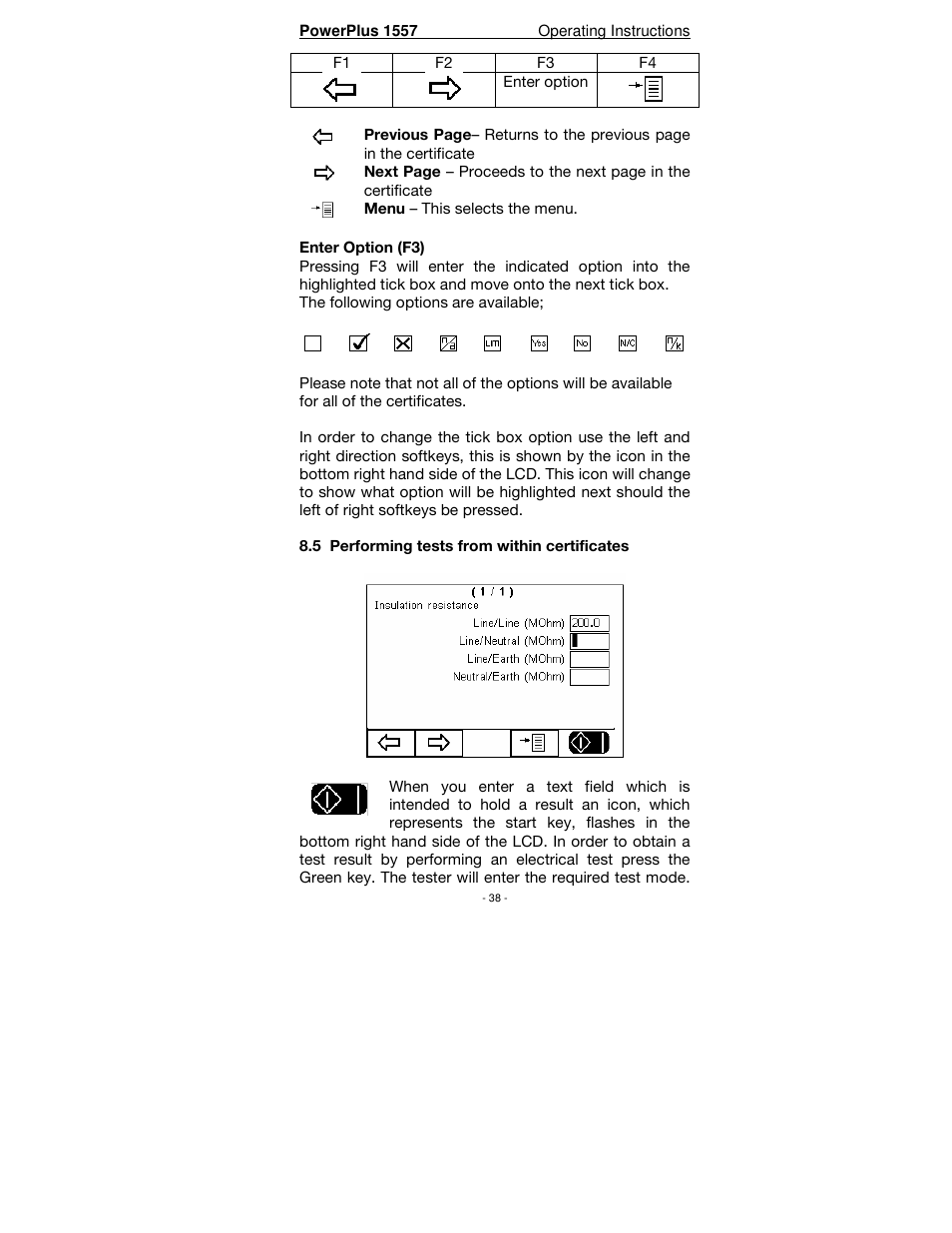 Seaward PowerPlus 1557 User Manual | Page 38 / 62