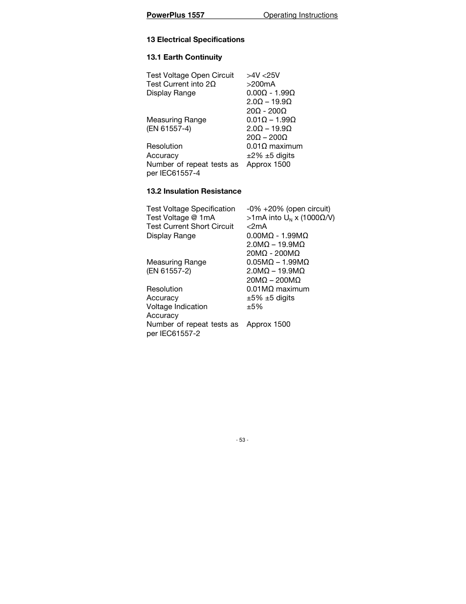 Seaward PowerPlus 1557 User Manual | Page 53 / 62