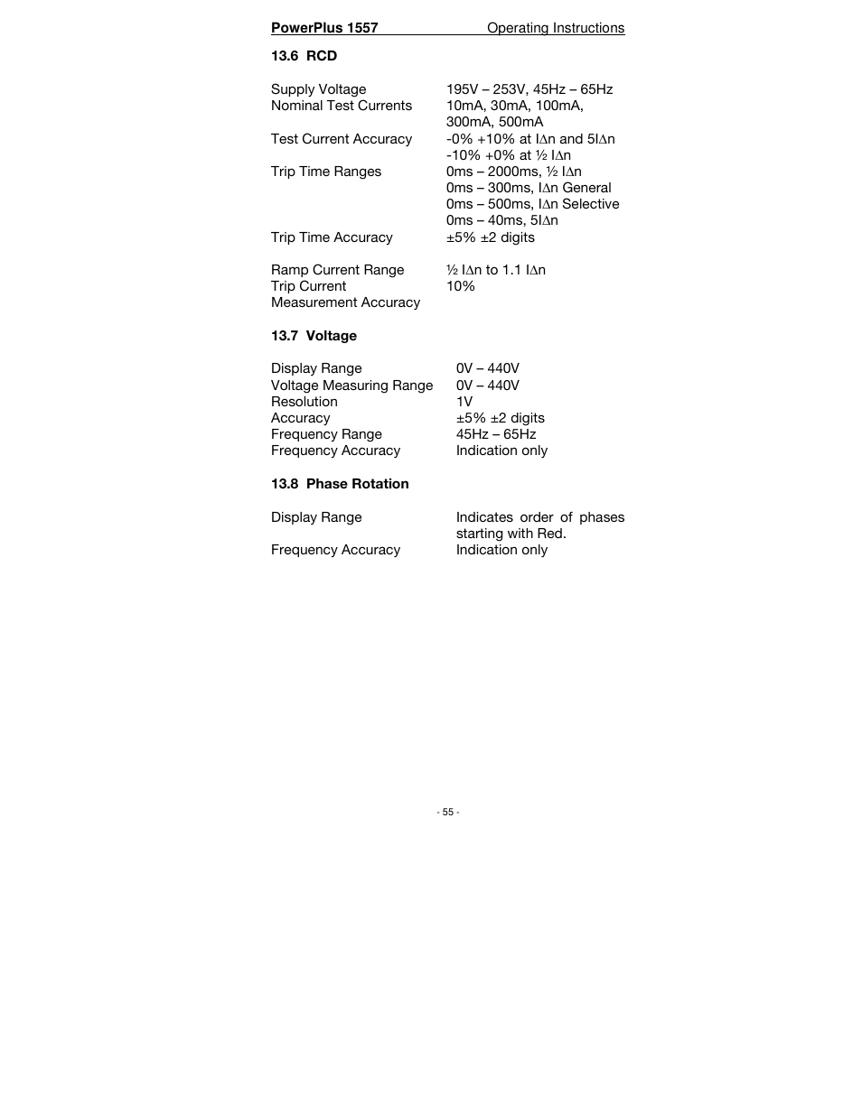 Seaward PowerPlus 1557 User Manual | Page 55 / 62