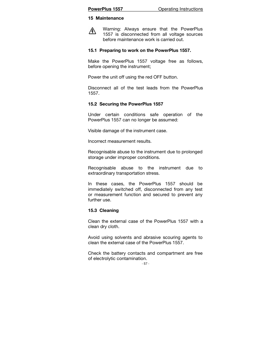 Seaward PowerPlus 1557 User Manual | Page 57 / 62