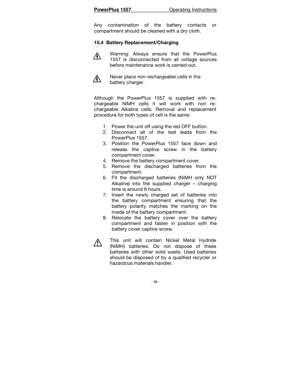 Seaward PowerPlus 1557 User Manual | Page 58 / 62