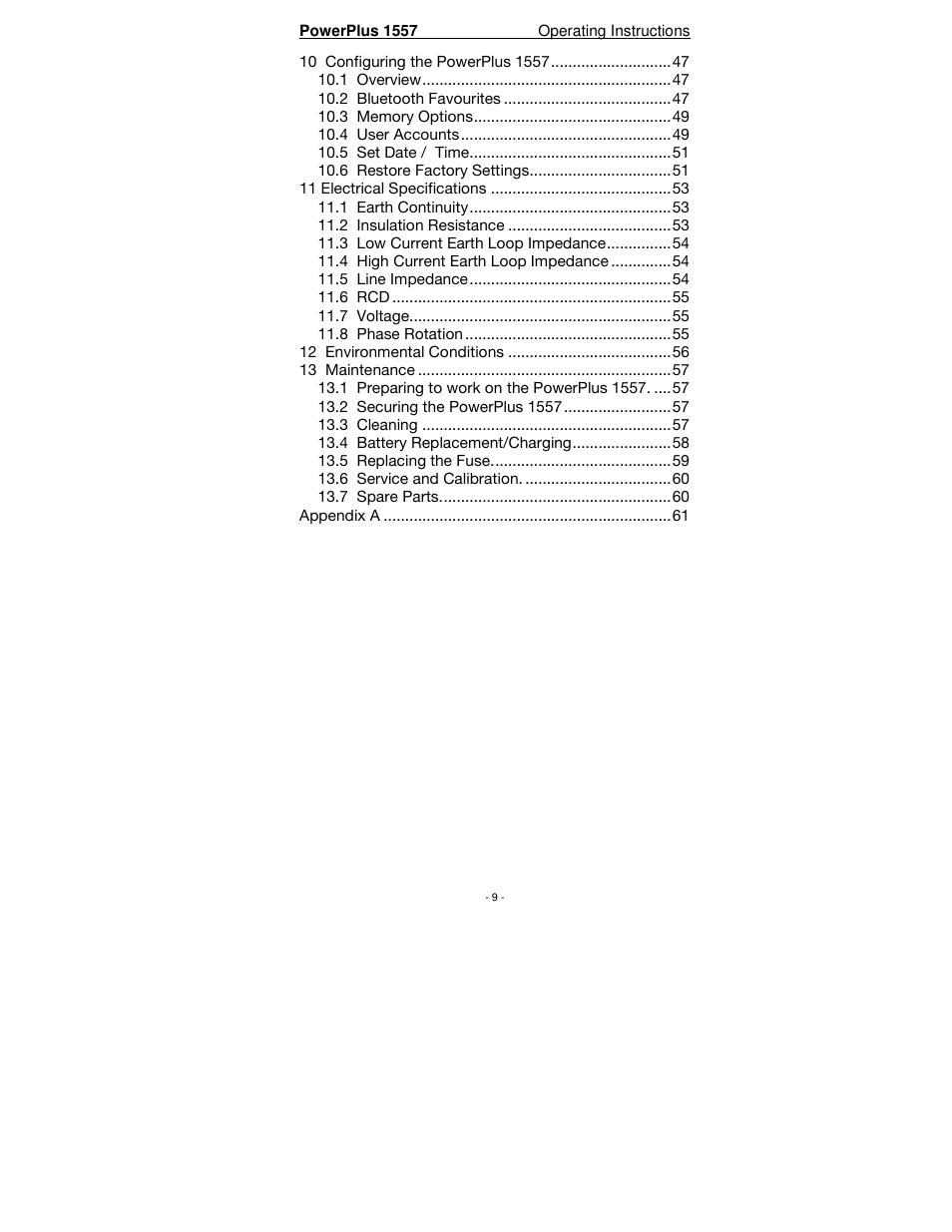 Seaward PowerPlus 1557 User Manual | Page 9 / 62