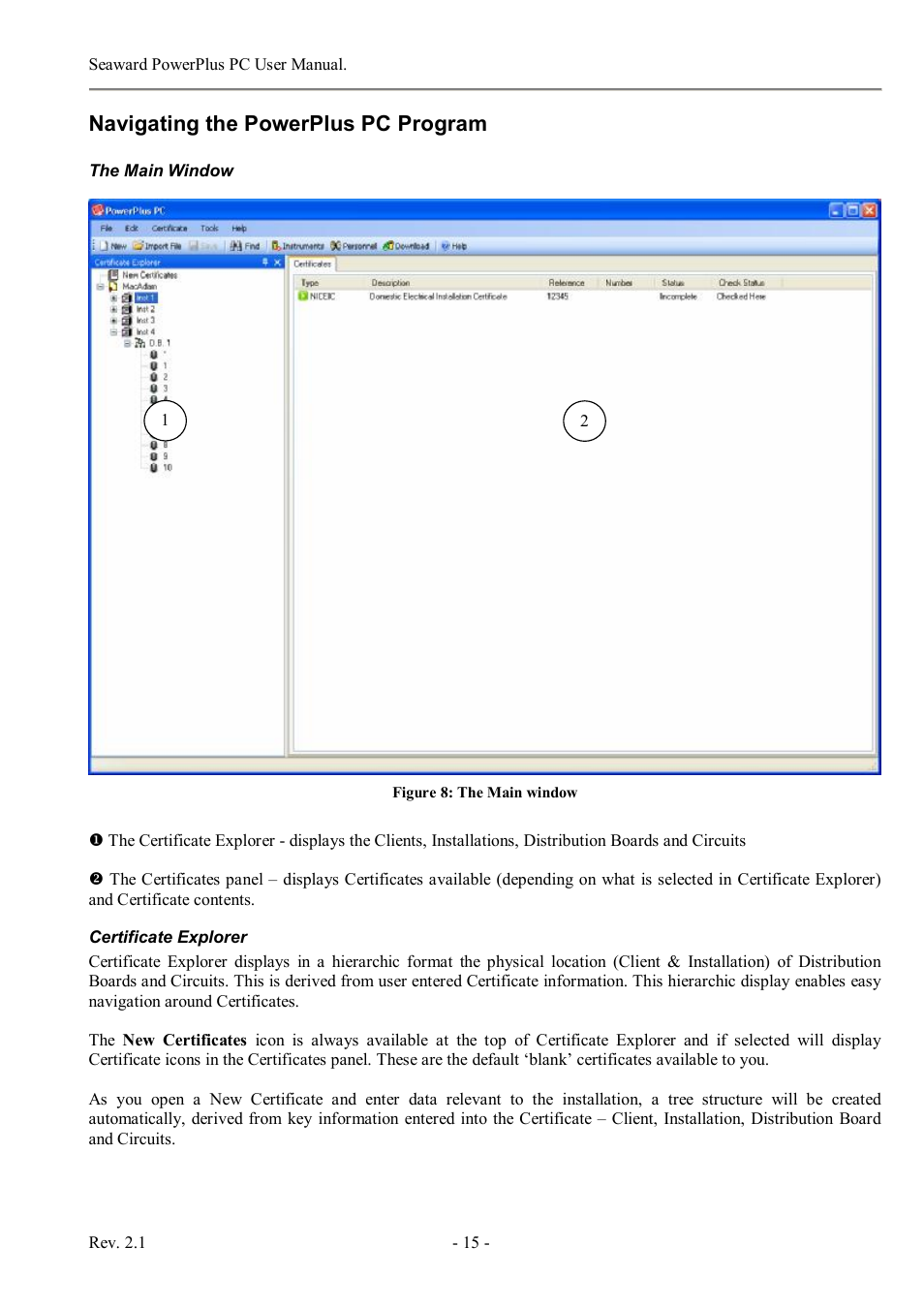 Navigating the powerplus pc program | Seaward PowerPlus PC User Manual | Page 15 / 44
