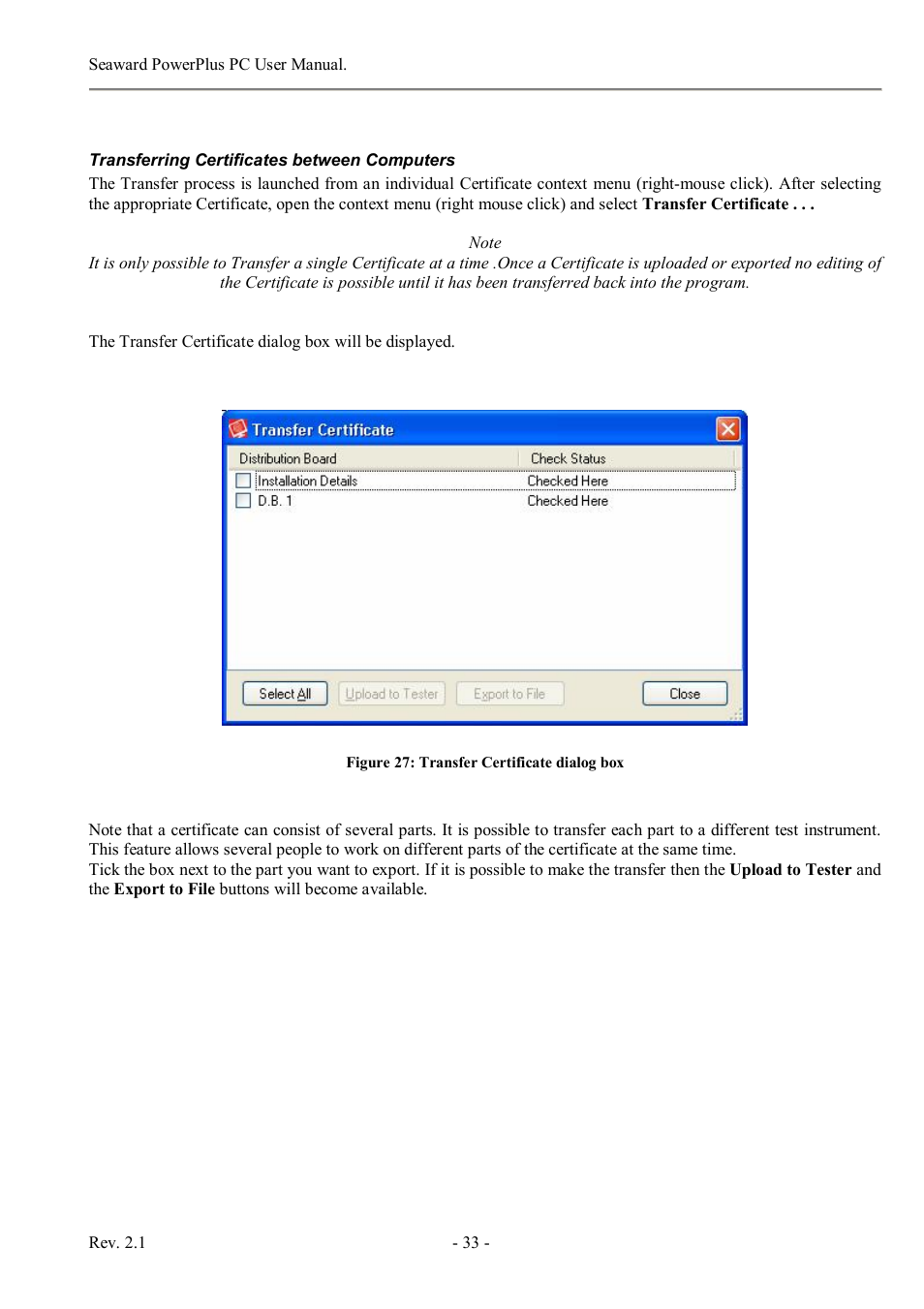 Seaward PowerPlus PC User Manual | Page 33 / 44