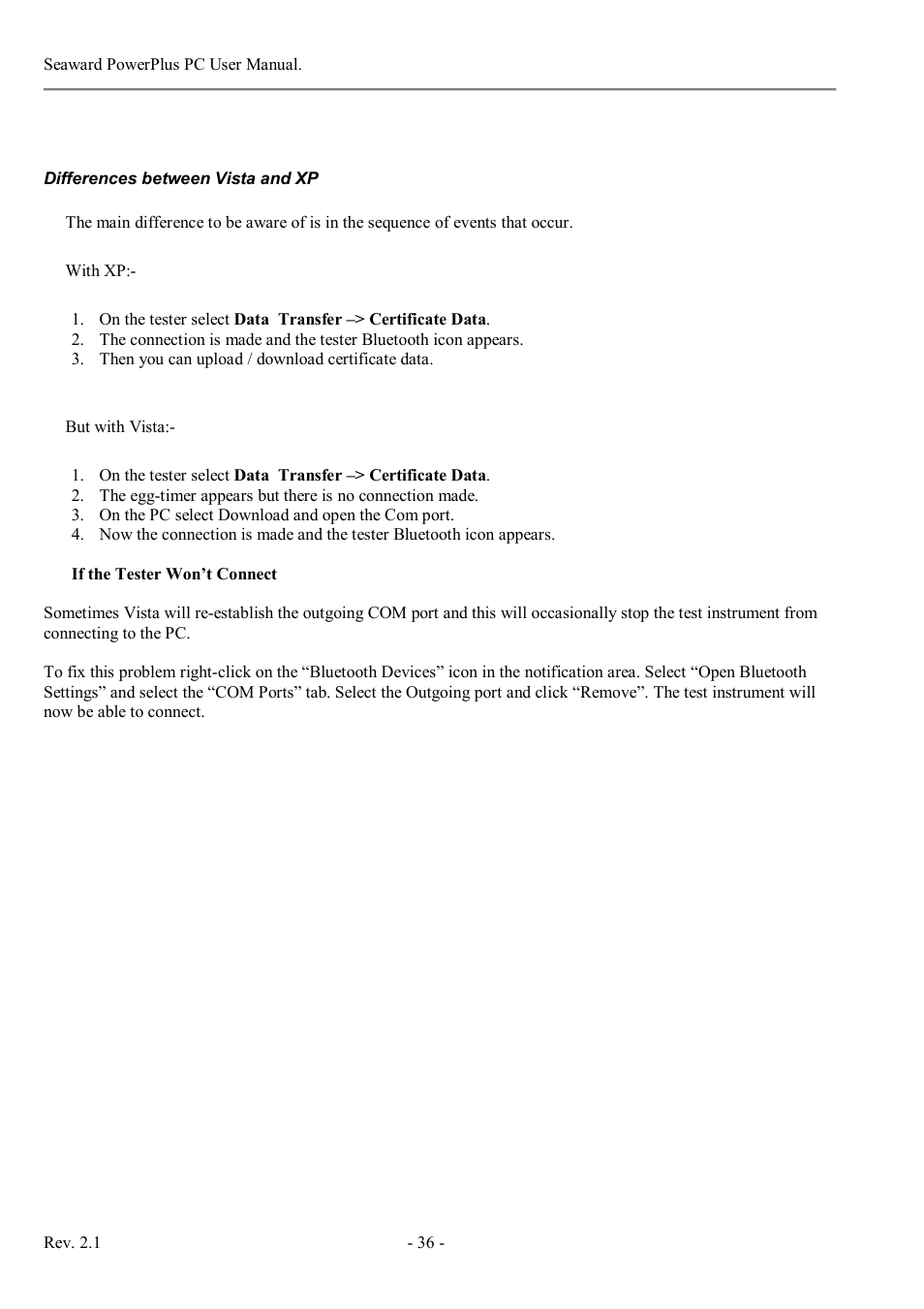 Seaward PowerPlus PC User Manual | Page 36 / 44