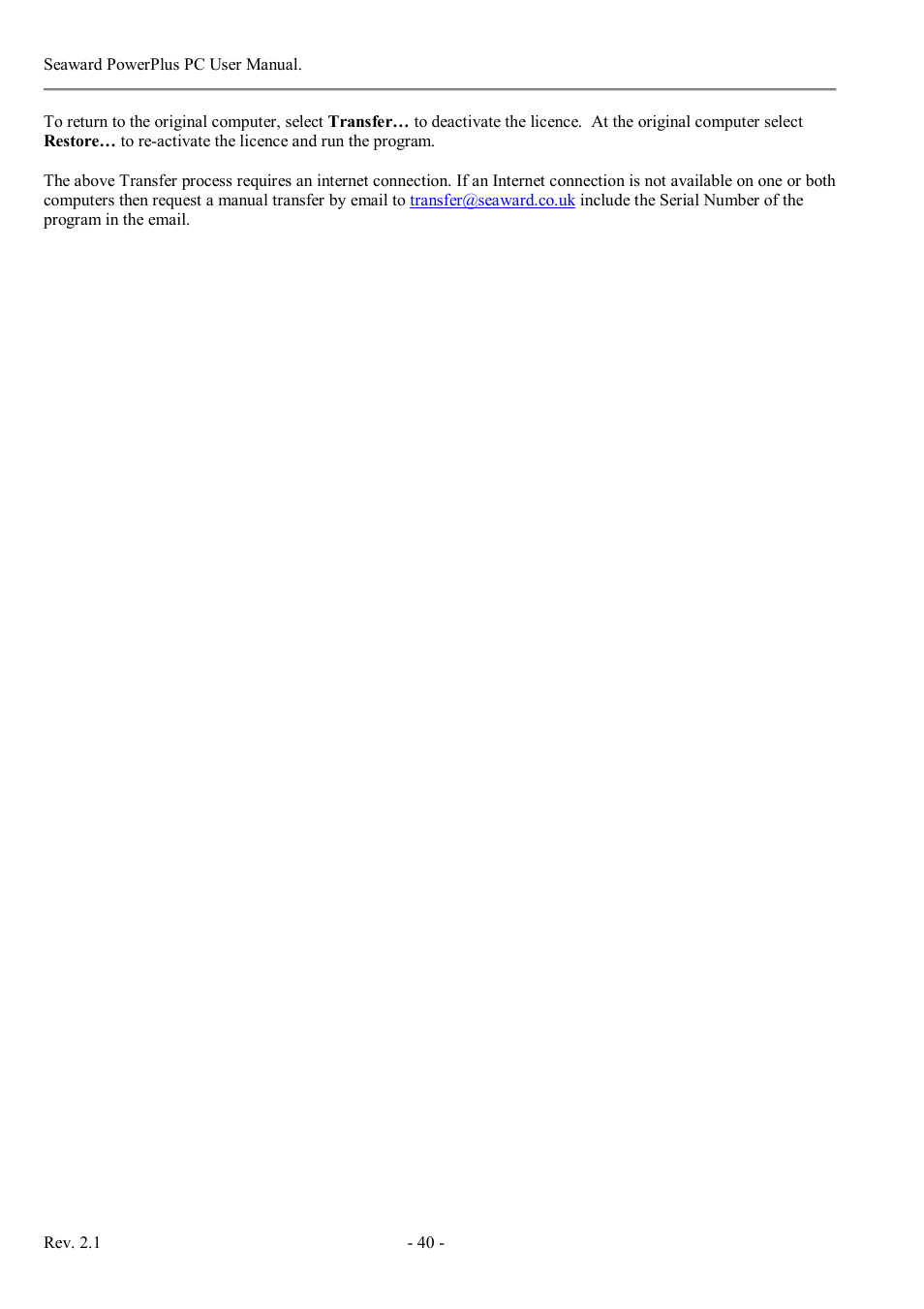 Seaward PowerPlus PC User Manual | Page 40 / 44