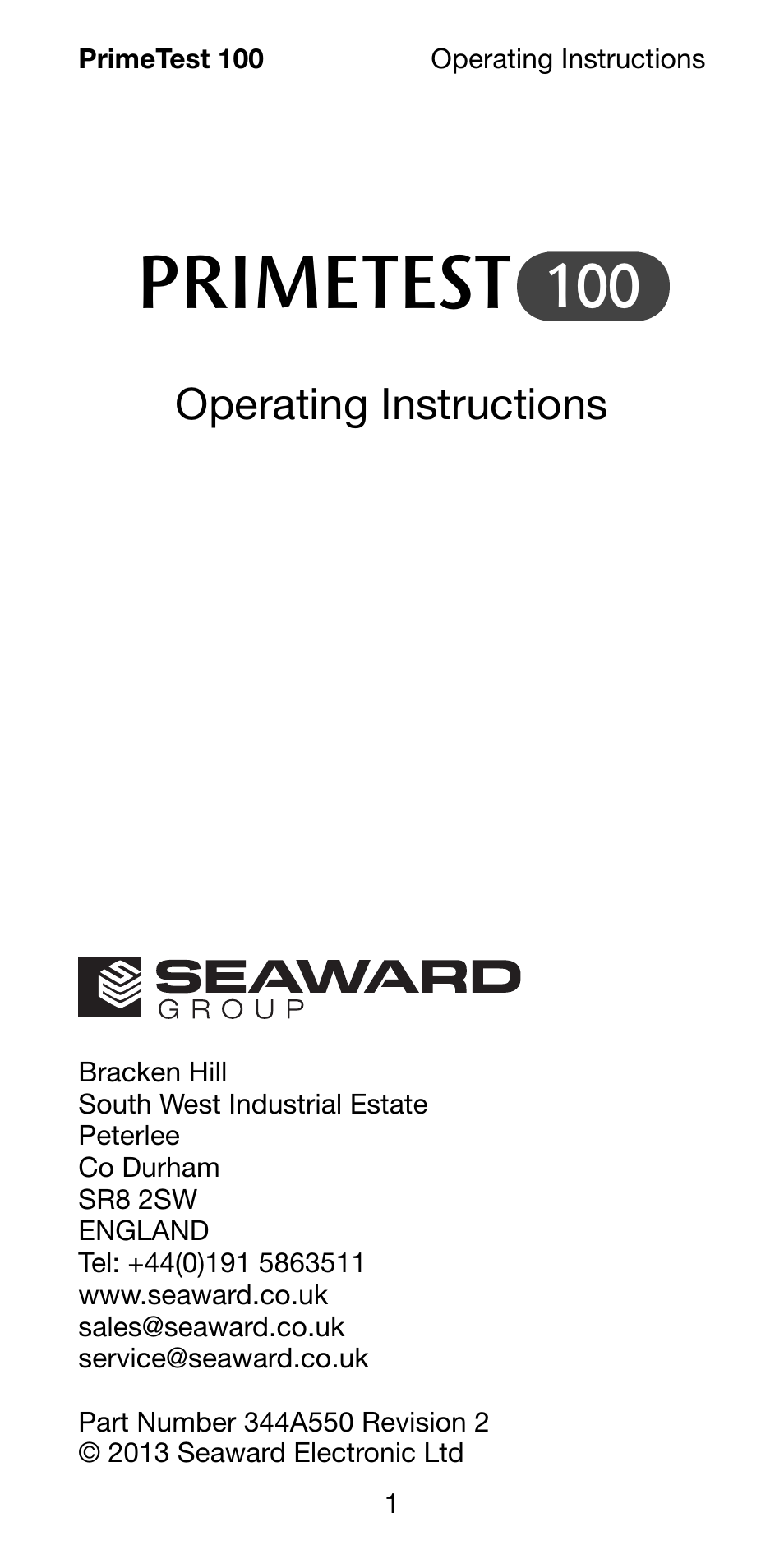 Primetest | Seaward 100 PrimeTest User Manual | Page 3 / 24