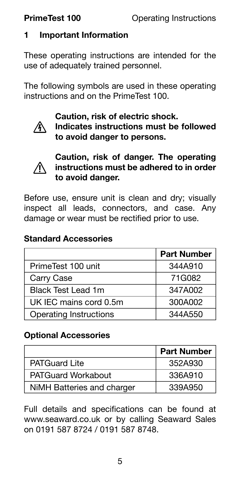 Seaward 100 PrimeTest User Manual | Page 7 / 24