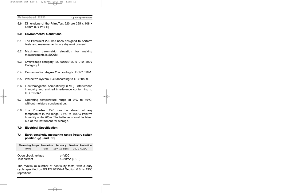 Seaward 220 PrimeTest User Manual | Page 14 / 34
