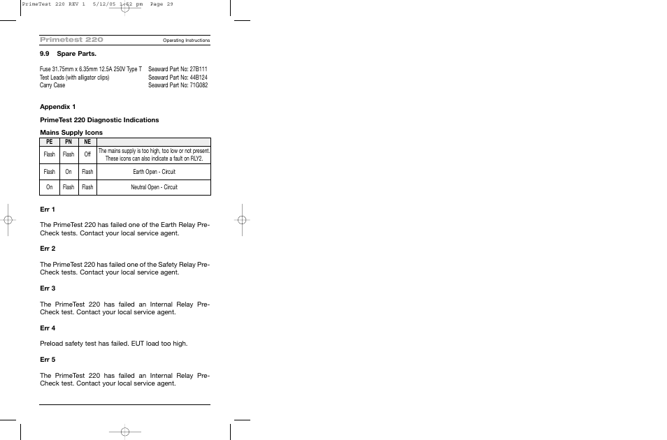 Seaward 220 PrimeTest User Manual | Page 31 / 34