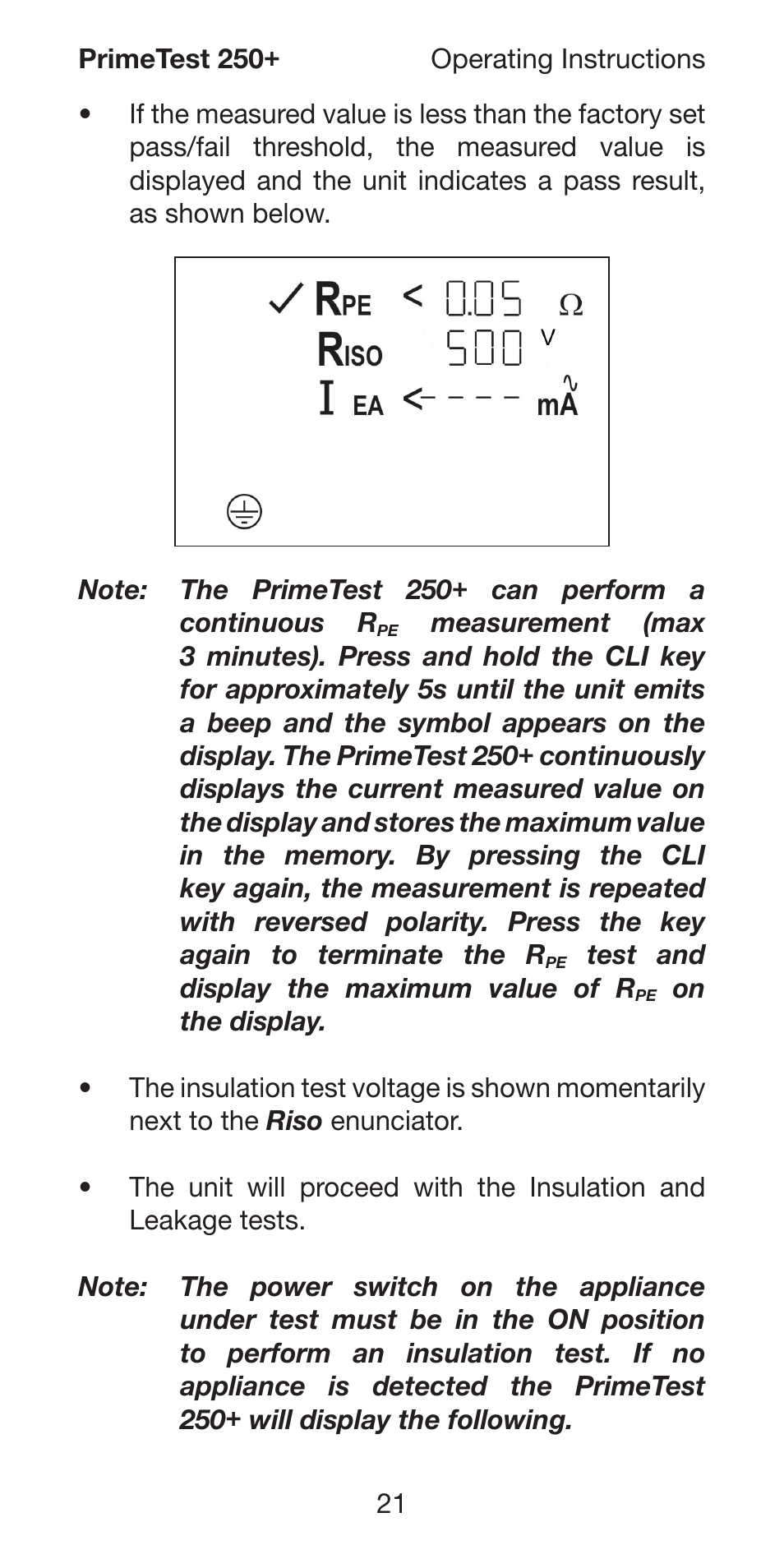 Seaward 250 PrimeTest User Manual | Page 23 / 48