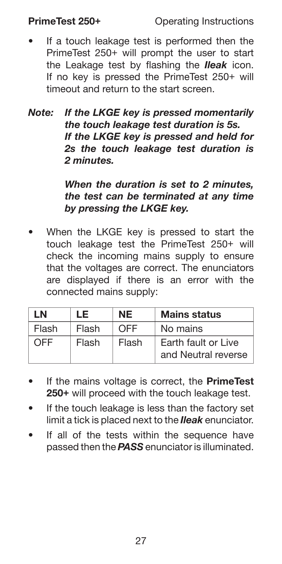 Seaward 250 PrimeTest User Manual | Page 29 / 48