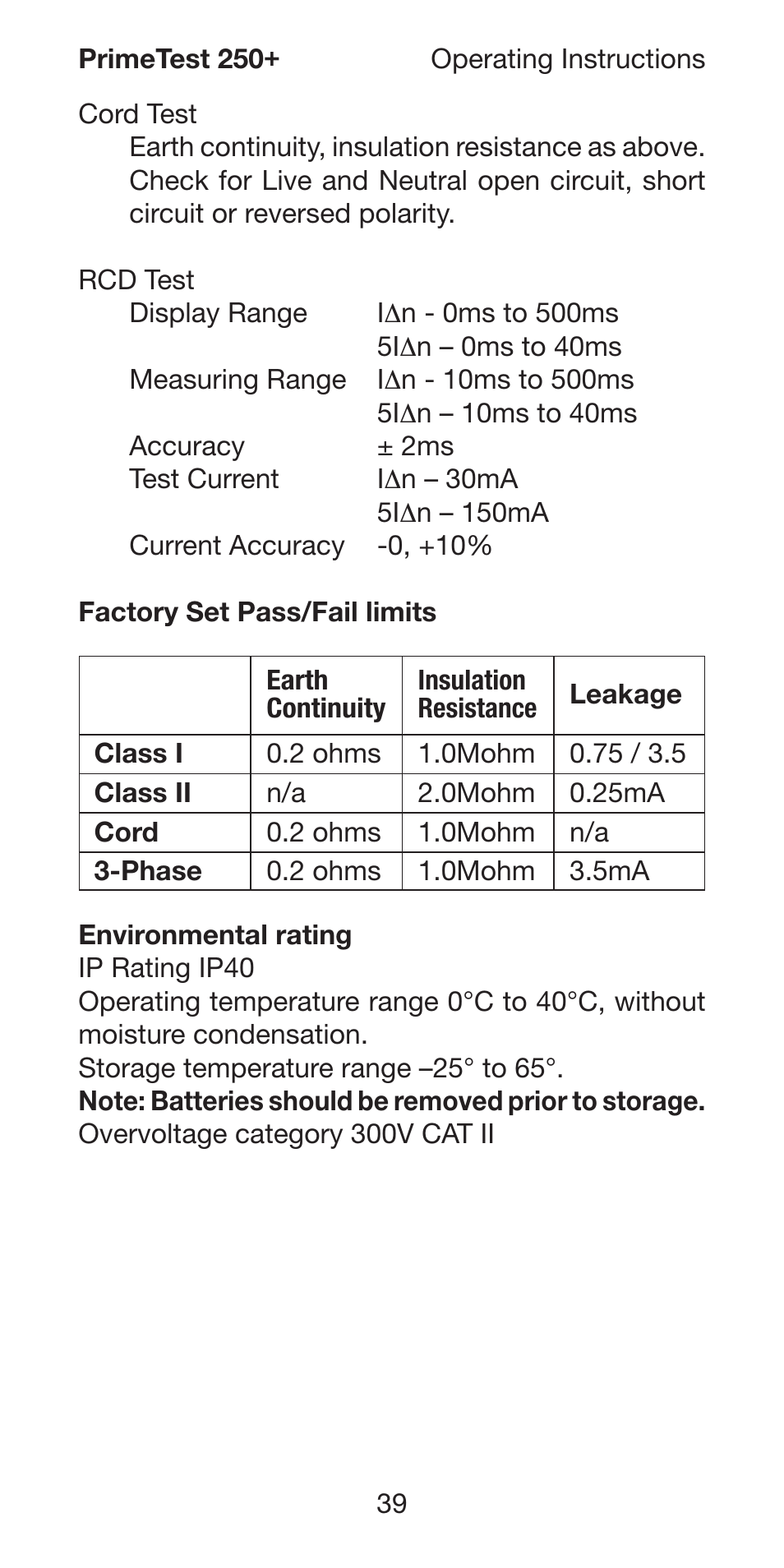 Seaward 250 PrimeTest User Manual | Page 41 / 48