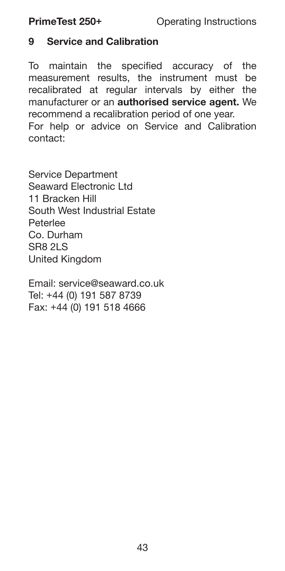 Seaward 250 PrimeTest User Manual | Page 45 / 48