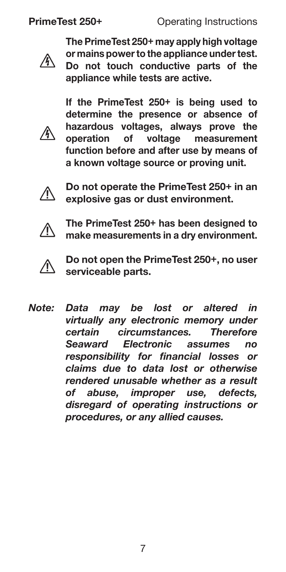 Seaward 250 PrimeTest User Manual | Page 9 / 48