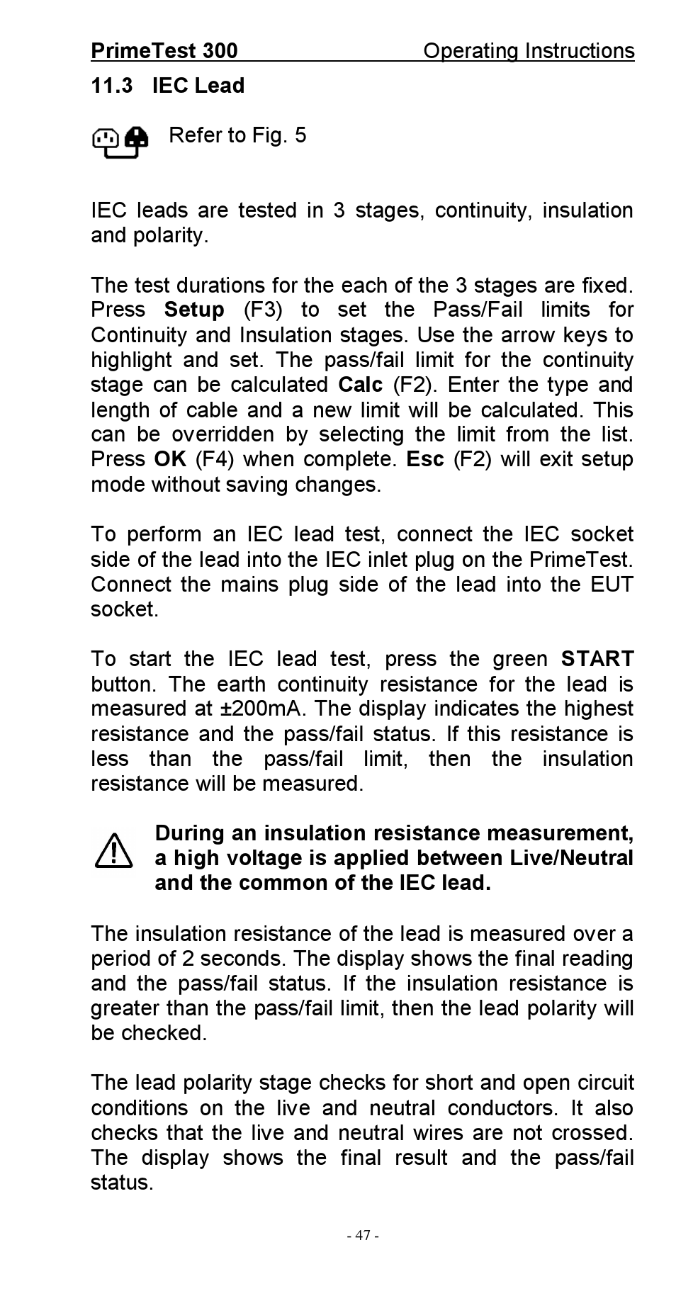 Seaward 300 PrimeTest User Manual | Page 48 / 92