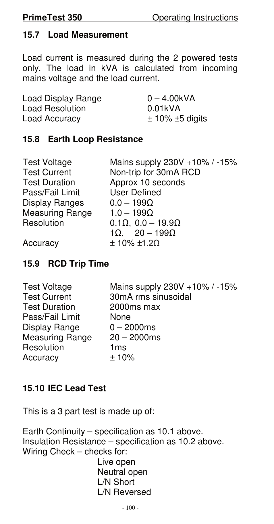 Seaward 350 PrimeTest User Manual | Page 101 / 112