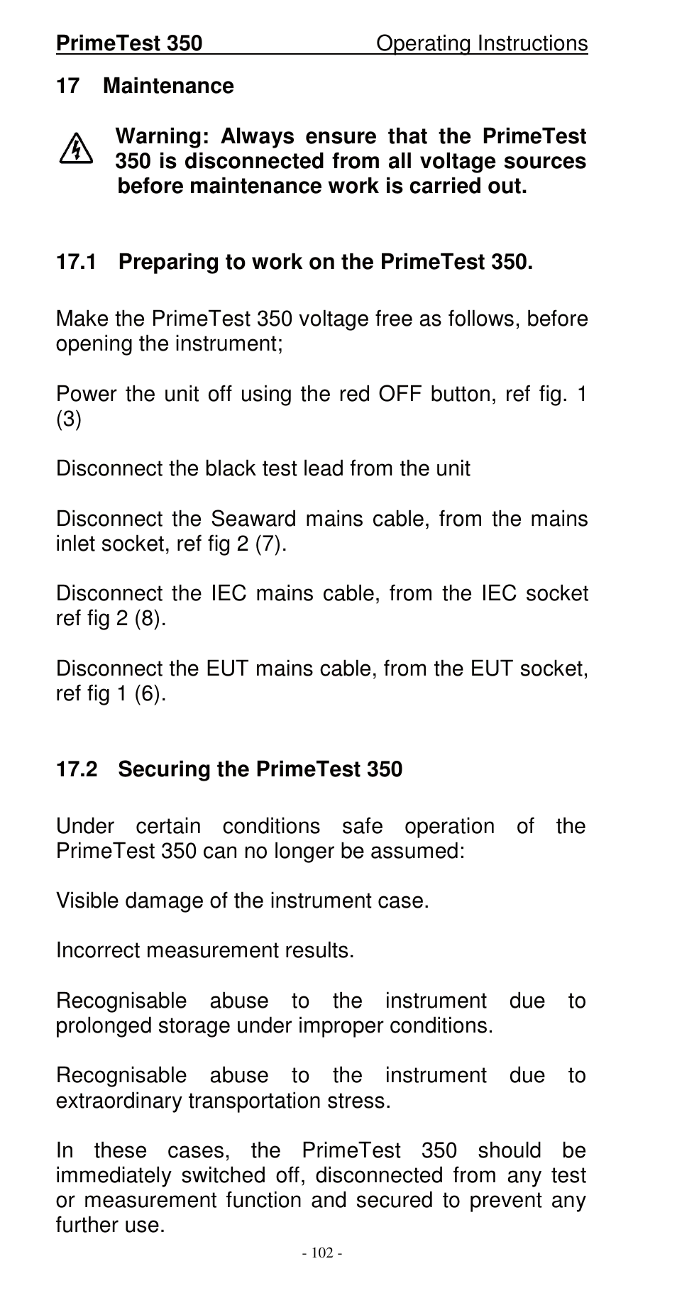 Seaward 350 PrimeTest User Manual | Page 103 / 112