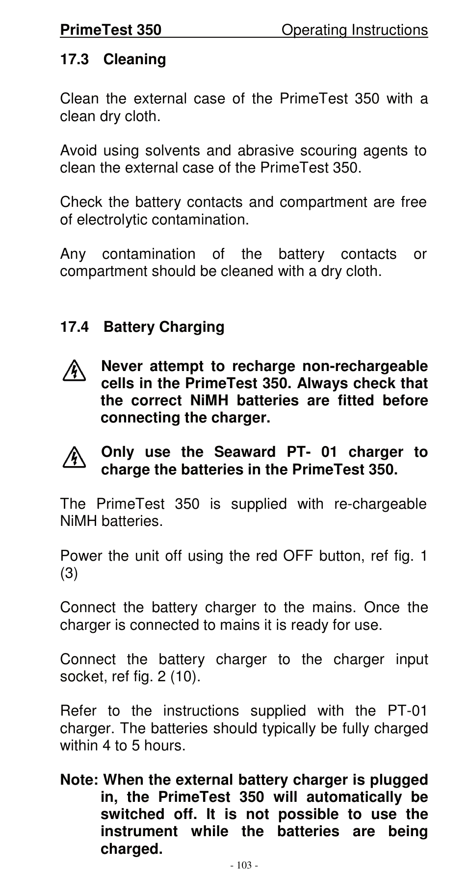 Seaward 350 PrimeTest User Manual | Page 104 / 112